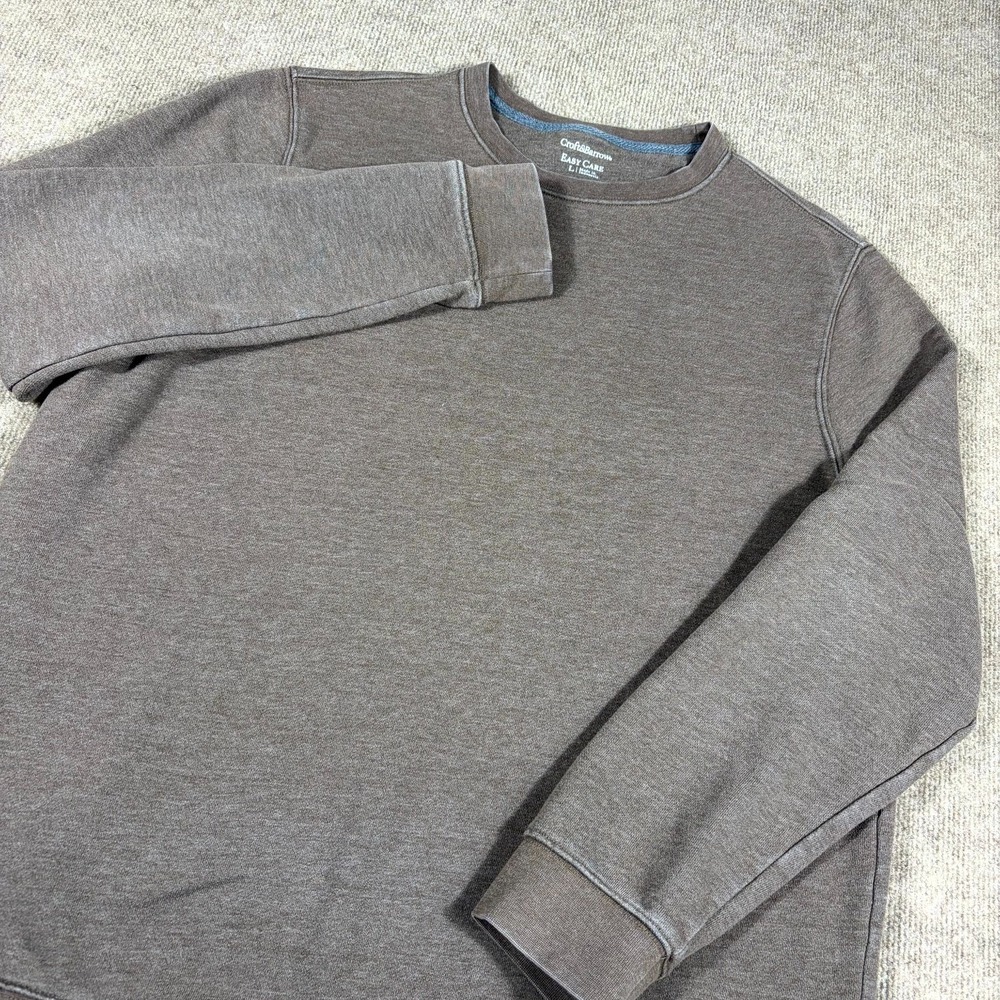 Croft & Barrow Easy Care Sweatshirt Mens Large Gray Crew Neck Long Sleeve Warm